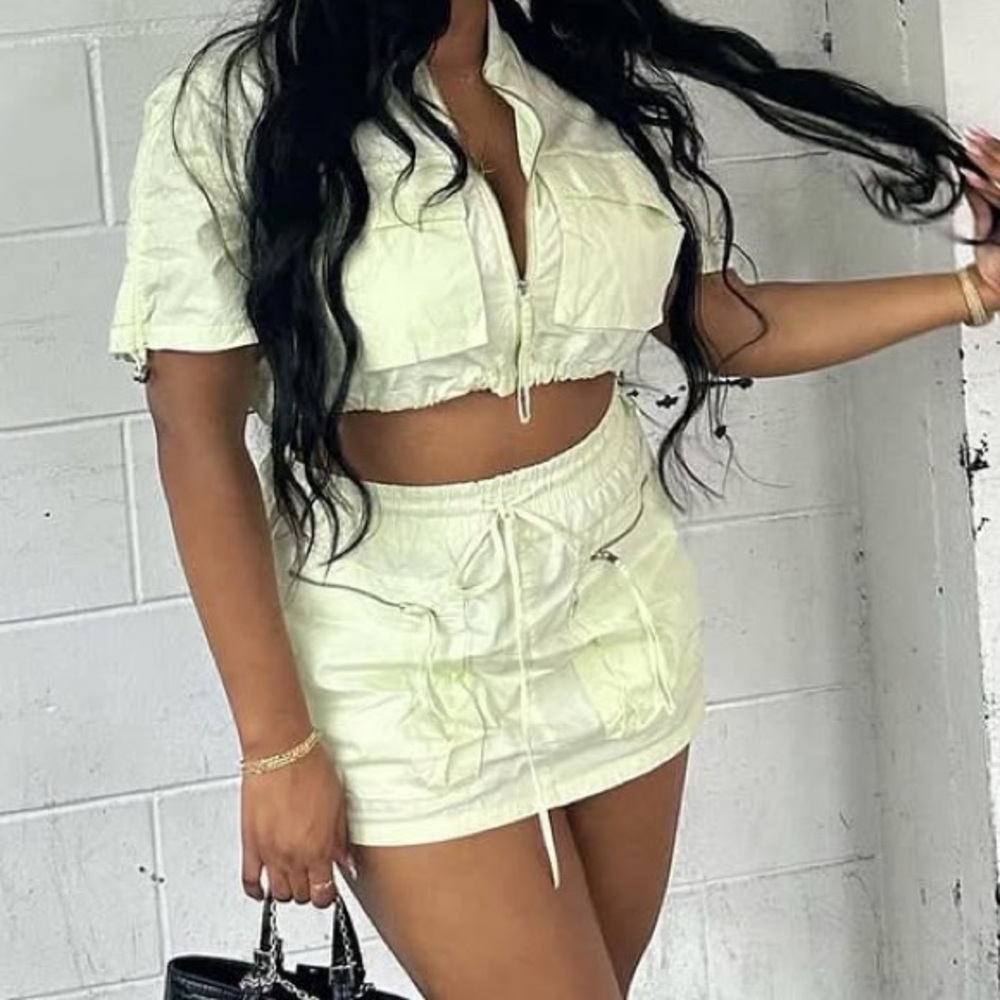 ZARA Cropped Pockets Overshirt & Cargo Mini Skirt SET